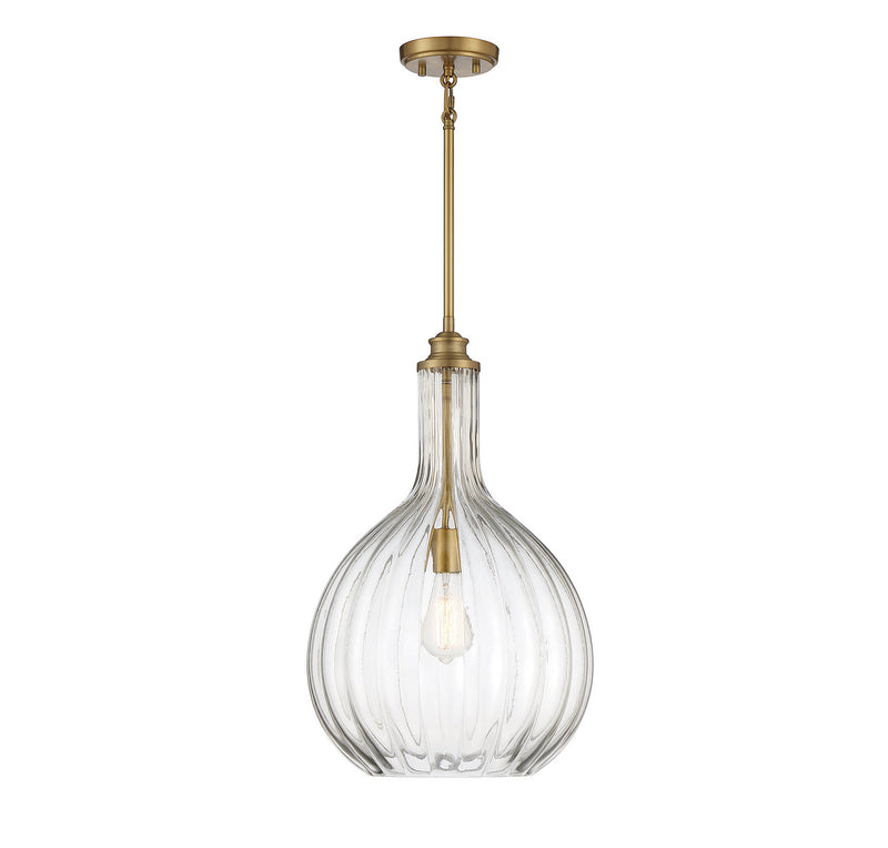 Savoy House Brandon 7-2255-1-322 One Light Pendant, Warm Brass Finish - LightingWellCo