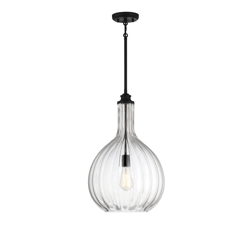 Savoy House Brandon 7-2255-1-89 One Light Pendant, Matte Black Finish - LightingWellCo