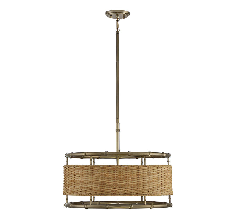 Savoy House Arcadia 7-7771-6-177 Six Light Pendant, Warm Brass With Natural Rattan Finish - LightingWellCo