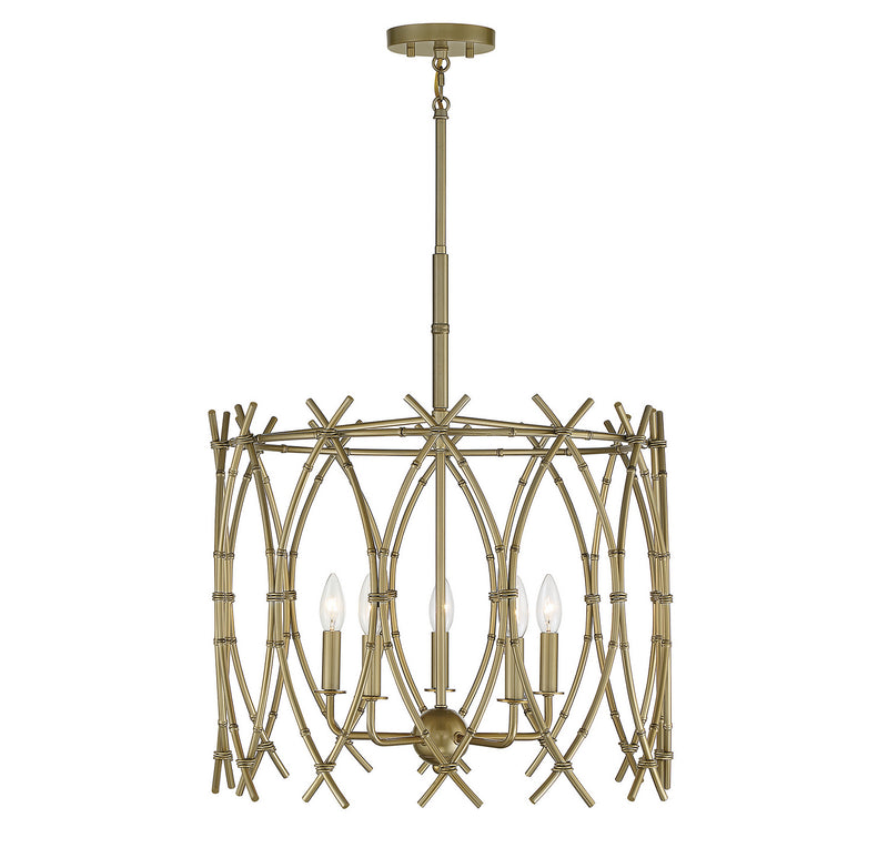 Savoy House Cornwall 7-7776-5-171 Five Light Pendant, New Burnished Brass Finish - LightingWellCo