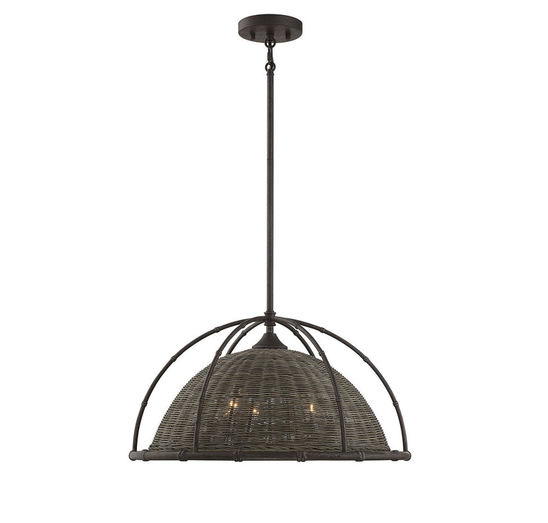 Savoy House Trentino 7-7777-3-181 Three Light Pendant, Gunsmoke W/ Gray Rattan Finish - LightingWellCo