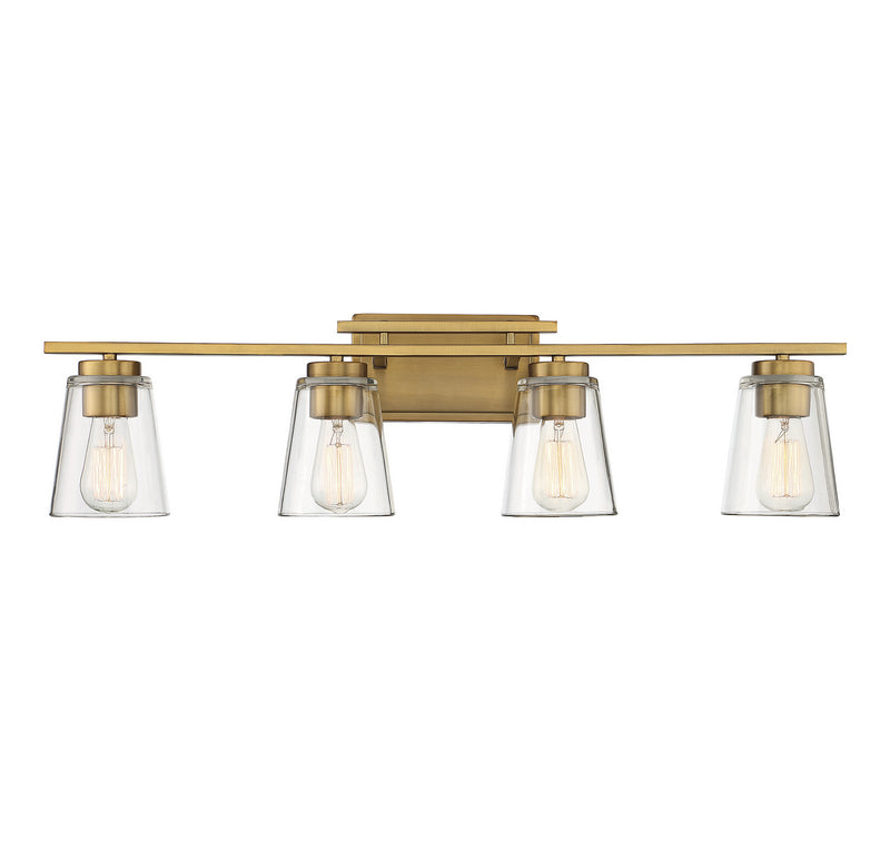 Savoy House Calhoun 8-1020-4-322 Four Light Bath Bar, Warm Brass Finish - LightingWellCo