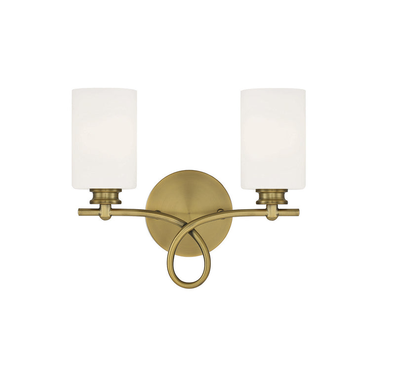 Savoy House Woodbury 8-530-2-322 Two Light Bath Bar, Warm Brass Finish - LightingWellCo