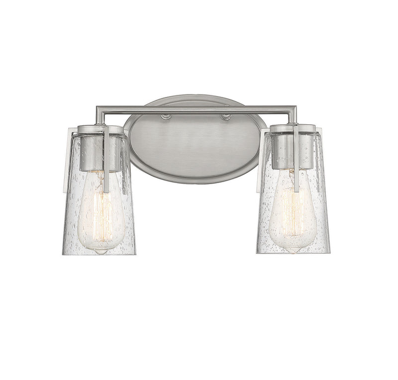 Savoy House Sacremento 8-7045-2-SN Two Light Bath Bar, Satin Nickel Finish - LightingWellCo