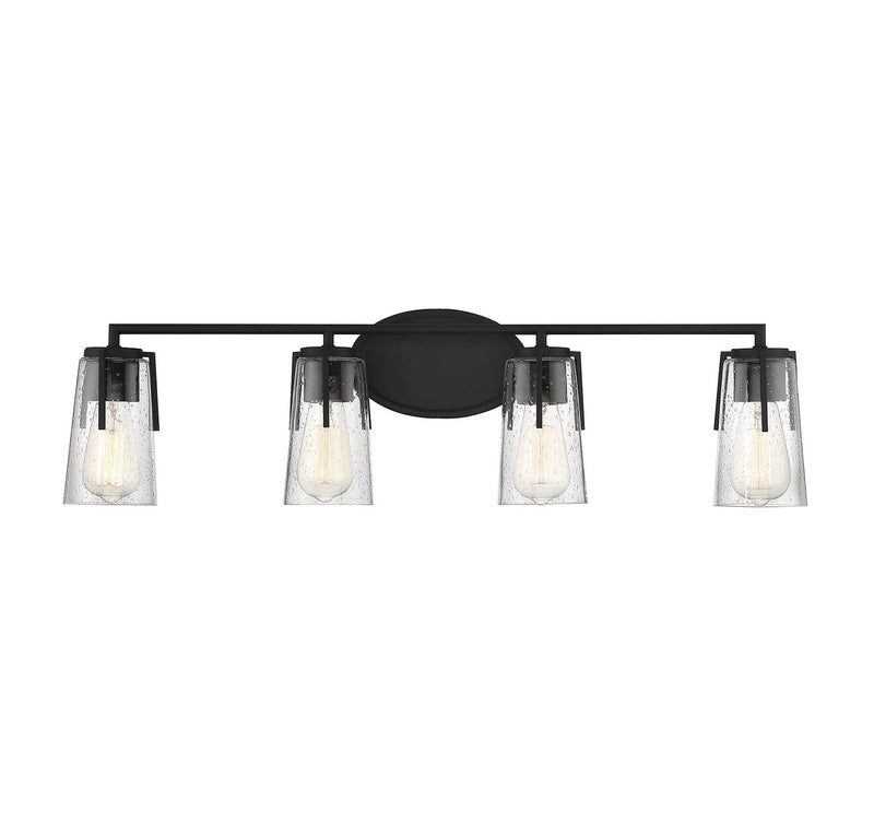 Savoy House Sacremento 8-7045-4-BK Four Light Bath Bar, Black Finish - LightingWellCo