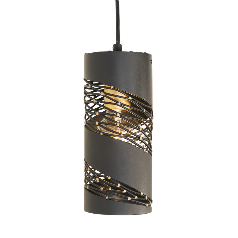 Varaluz 240M01MBFG One Light Mini Pendant, Matte Black/French Gold Finish - LightingWellCo