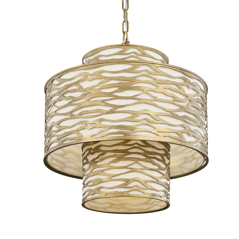 Varaluz 348P04HG Four Light Pendant, Havana Gold Finish - LightingWellCo