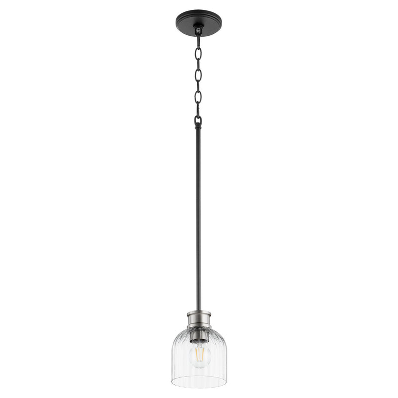 Quorum 310-6965 One Light Pendant, Black w Satin Nickel Finish - LightingWellCo