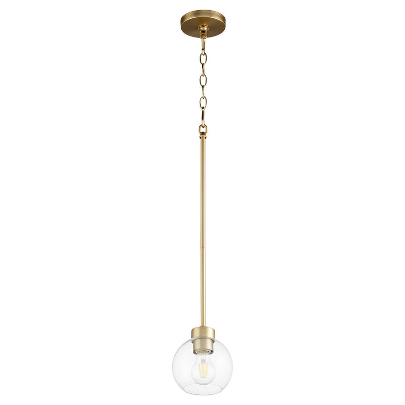 Quorum 3317-80 One Light Pendant, Aged Brass Finish - LightingWellCo