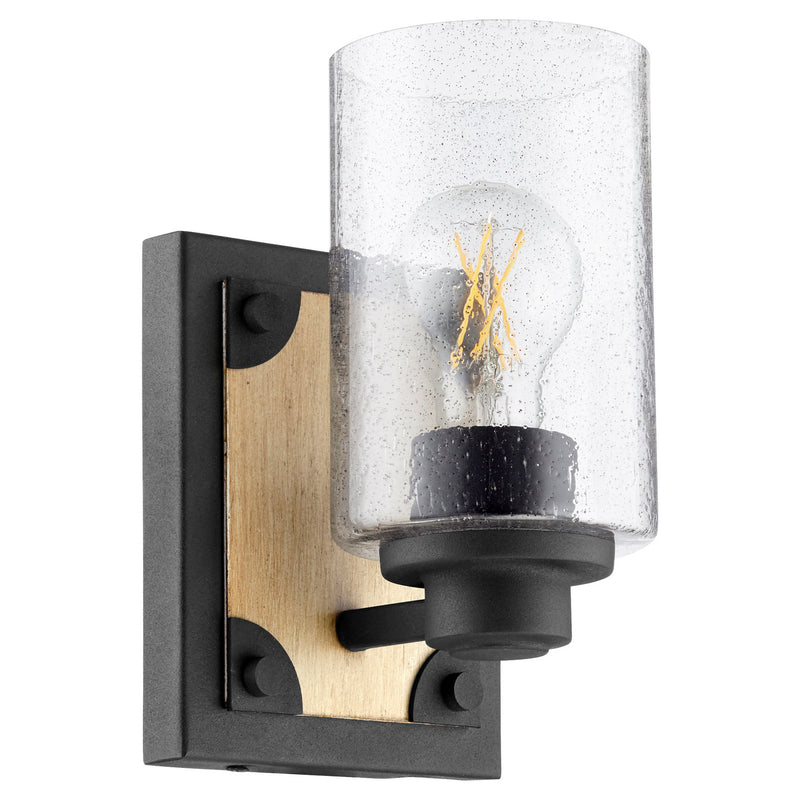 Quorum 5143-1-69 One Light Wall Mount, Black w Driftwood finish Finish - LightingWellCo