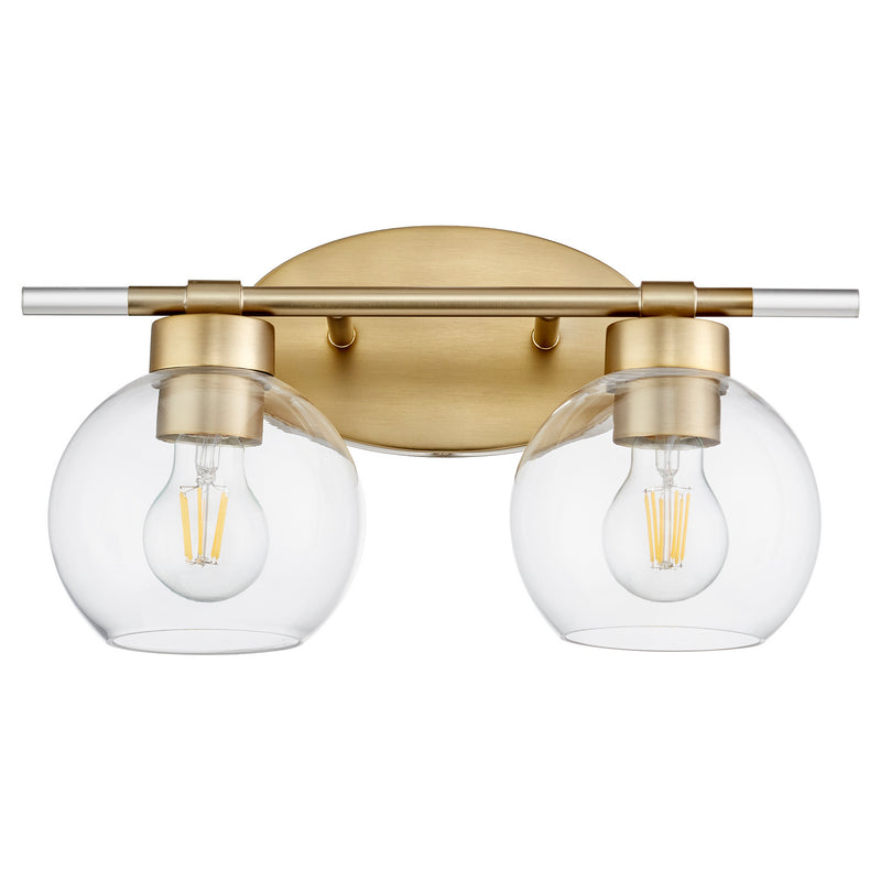 Quorum 5317-2-80 Two Light Vanity, Aged Brass Finish - LightingWellCo