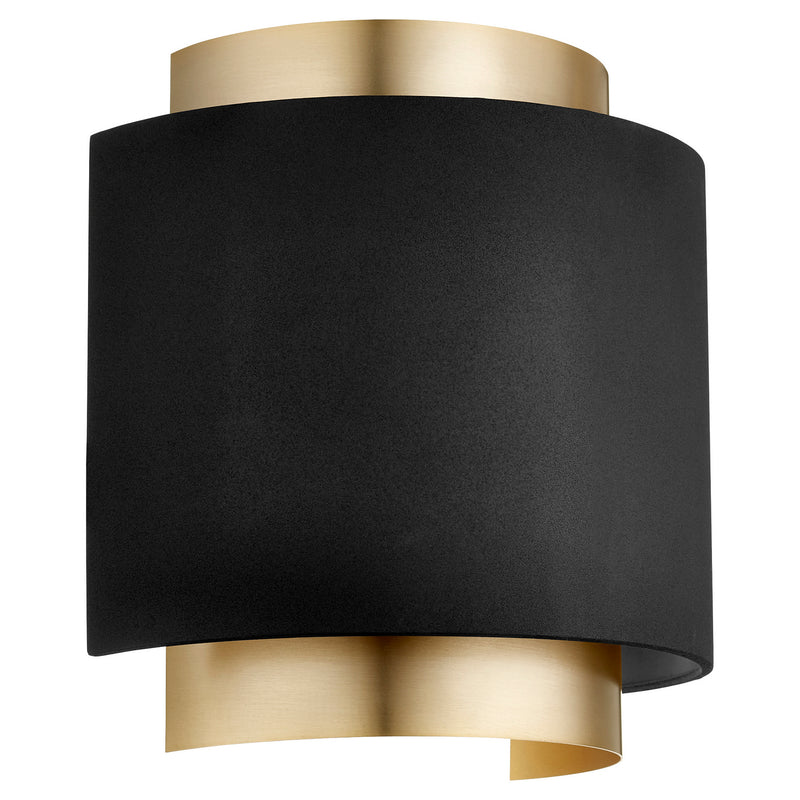 Quorum 5610-6980 One Light Wall Sconce, Black w Aged Brass Finish - LightingWellCo