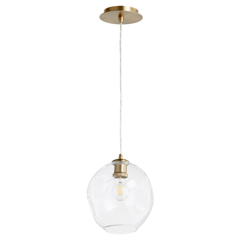 Quorum 61-80 One Light Pendant, Aged Brass Finish - LightingWellCo