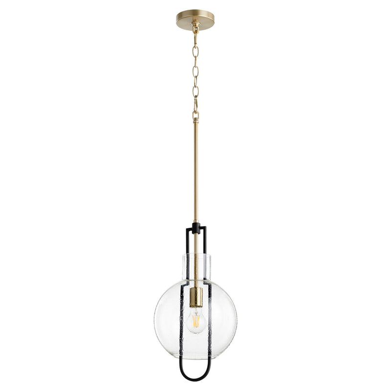 Quorum 89-10-6980 One Light Pendant, Black w Aged Brass Finish - LightingWellCo