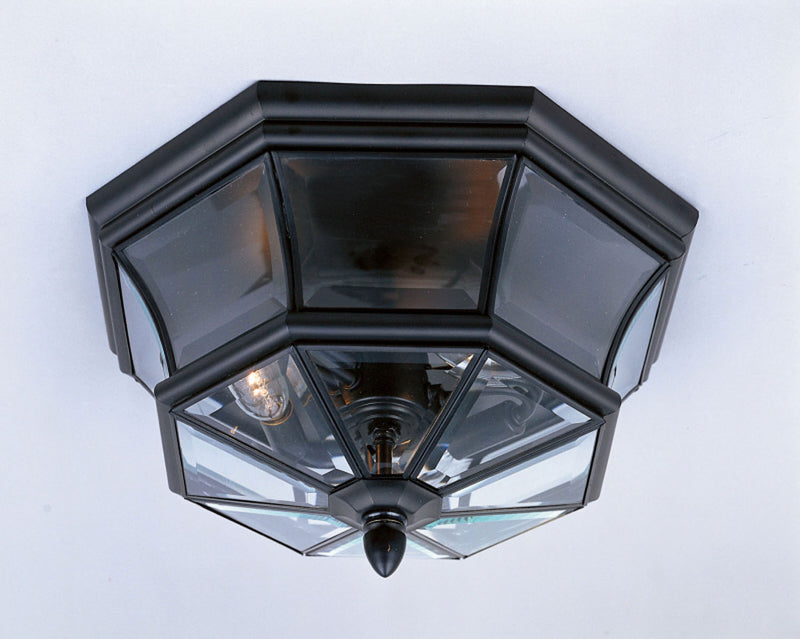 Quoizel NY1794K Three Light Outdoor Flush Mount, Mystic Black Finish - LightingWellCo