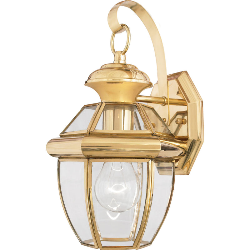 Quoizel NY8315B One Light Outdoor Wall Lantern, Polished Brass Finish - LightingWellCo