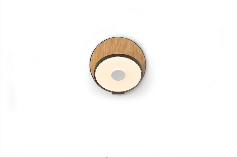 Koncept GRW-S-MBK-WOK-PI LED Wall Sconce, Metallic Black, White Oak Finish - LightingWellCo