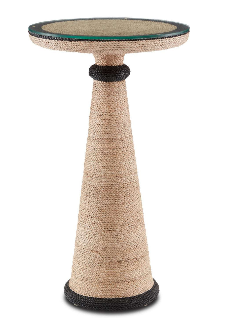 Currey and Company 3000-0186 Accent Table, Natural Abaca Rope/Black Finish - LightingWellCo