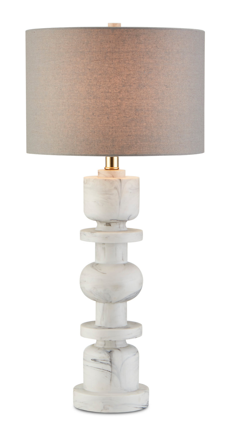 Currey and Company 6000-0687 One Light Table Lamp, White/Gray Finish - LightingWellCo