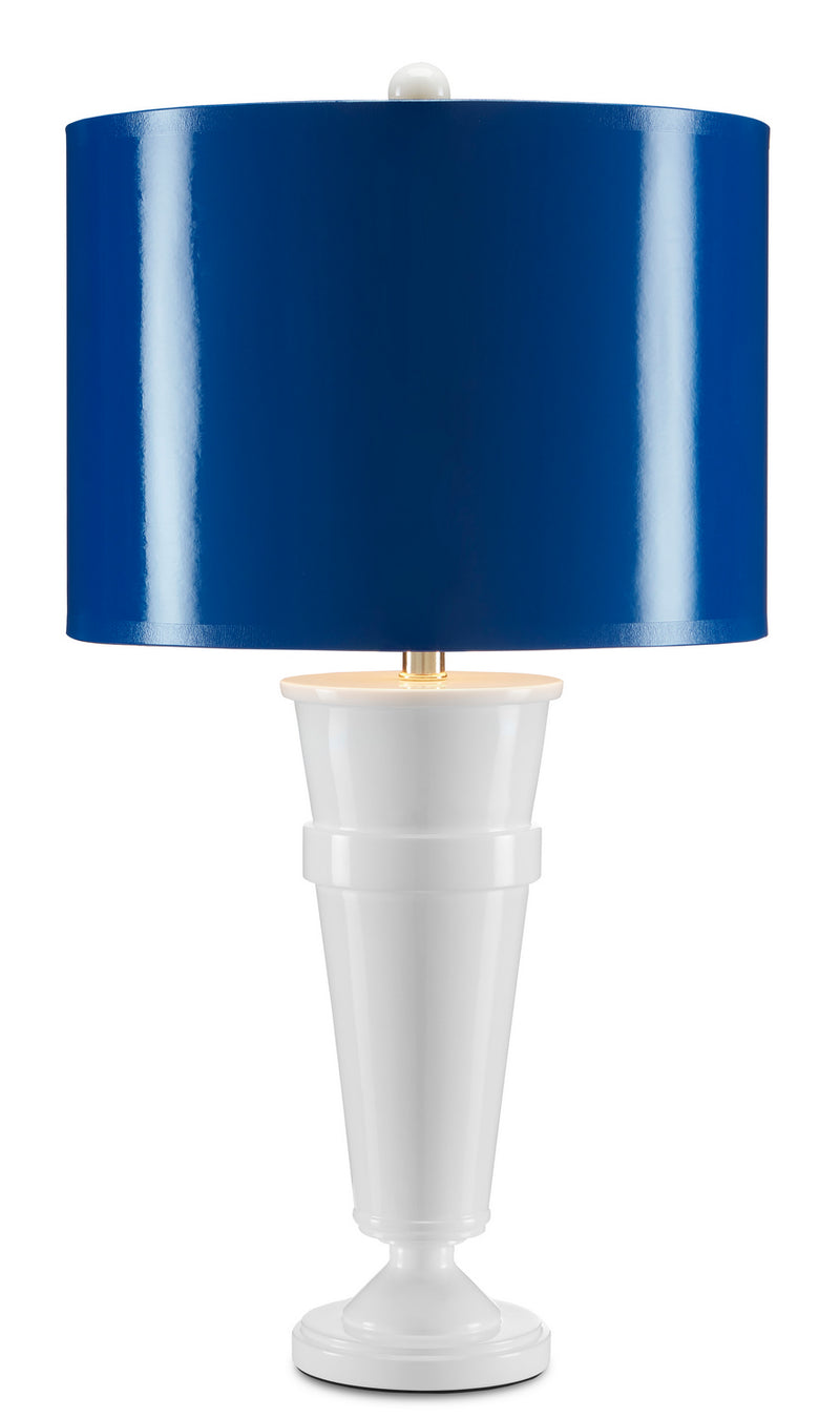 Currey and Company 6000-0691 One Light Table Lamp, White/Blue Finish - LightingWellCo