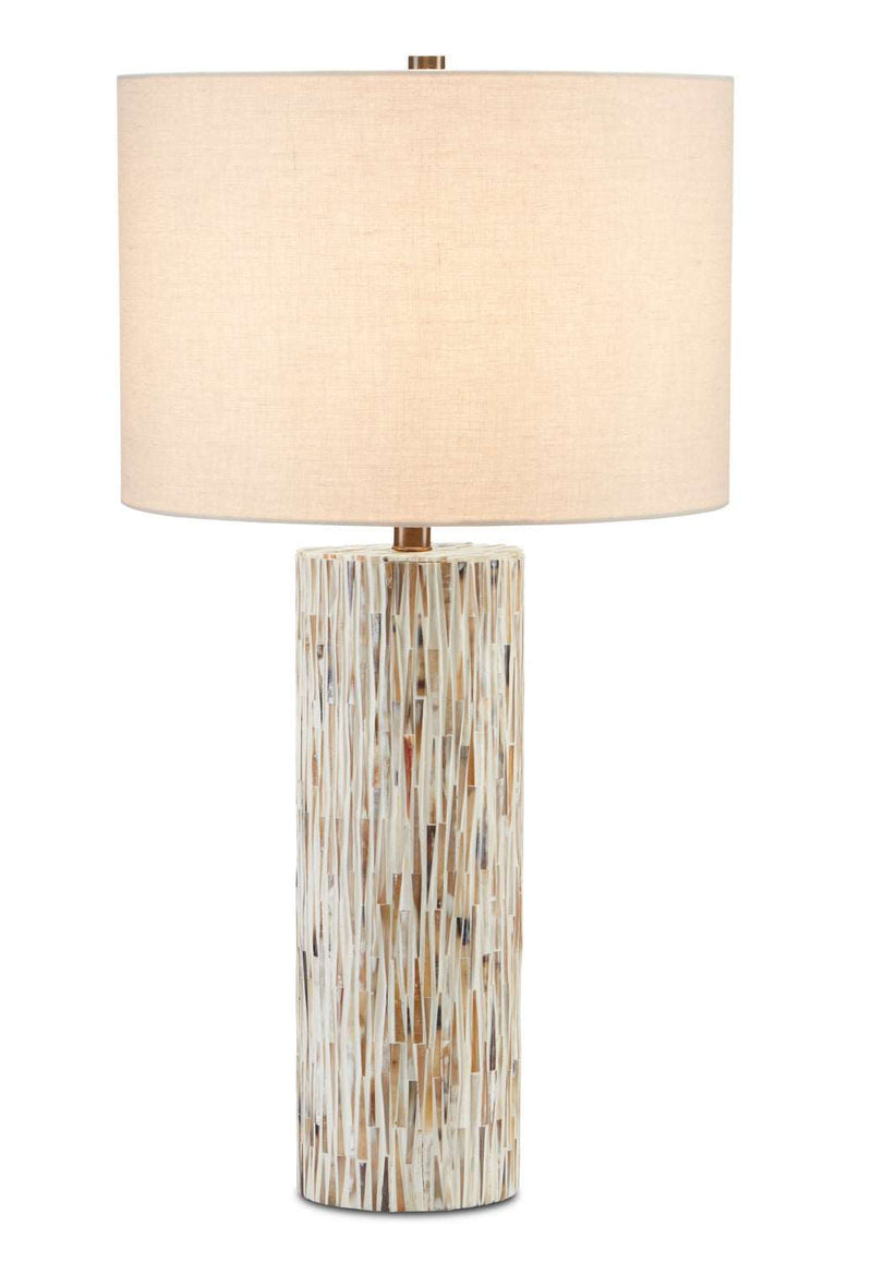 Currey and Company 6000-0709 One Light Table Lamp, Natural Bone/Antique Brass Finish - LightingWellCo