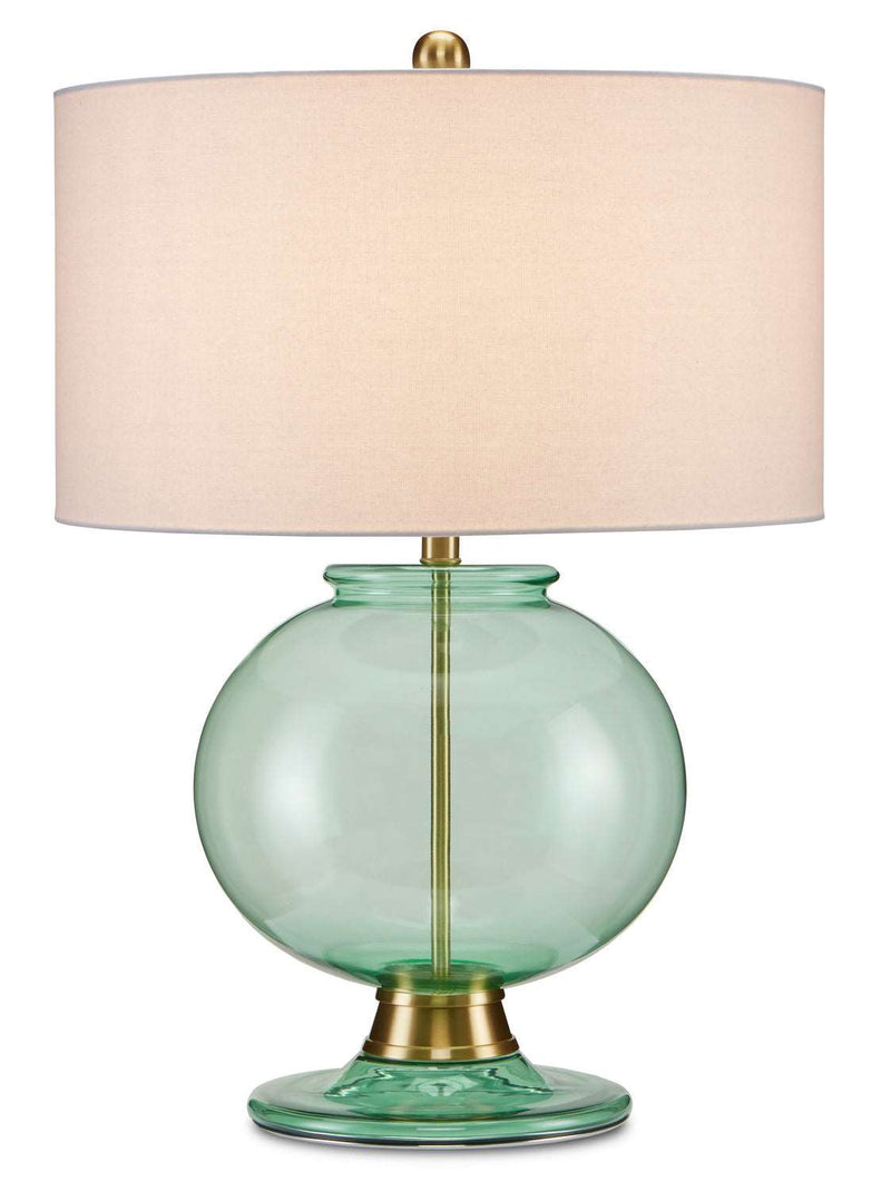 Currey and Company 6000-0716 One Light Table Lamp, Clear Emerald/Brass Finish - LightingWellCo