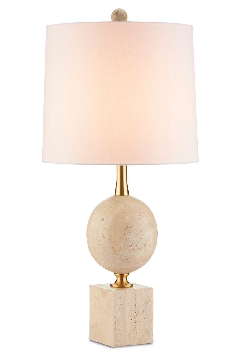 Currey and Company 6000-0718 One Light Table Lamp, Natural/Beige/Antique Brass Finish - LightingWellCo