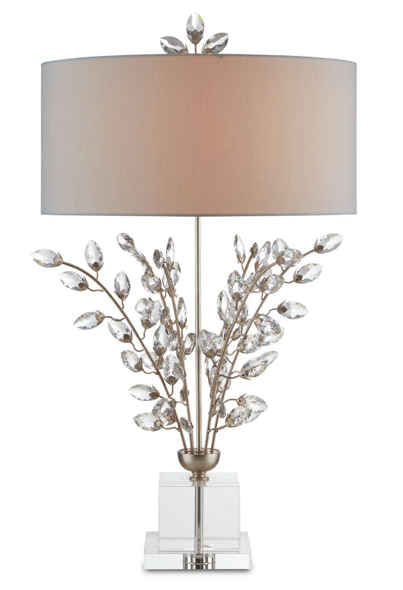 Currey and Company 6000-0727 Two Light Table Lamp, Silver Leaf/Clear Finish - LightingWellCo