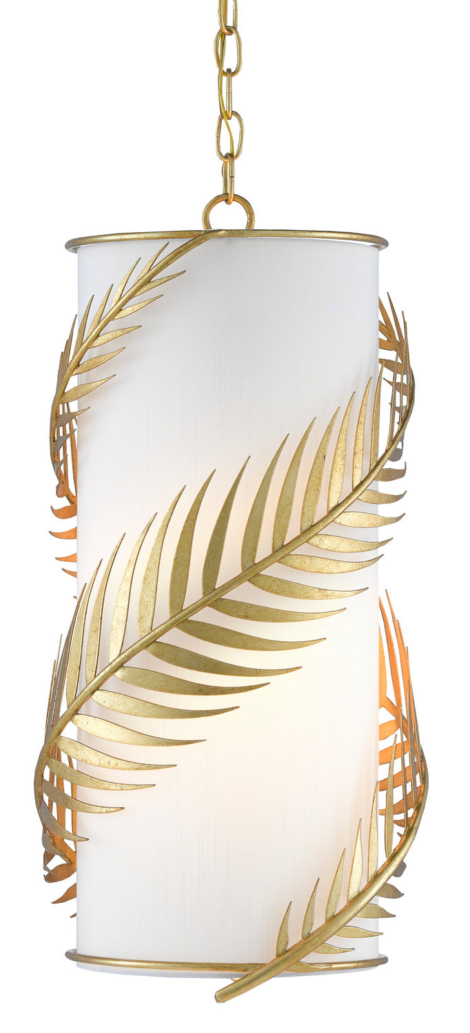 Currey and Company 9000-0782 One Light Pendant, Contemporary Gold Leaf/White Finish - LightingWellCo