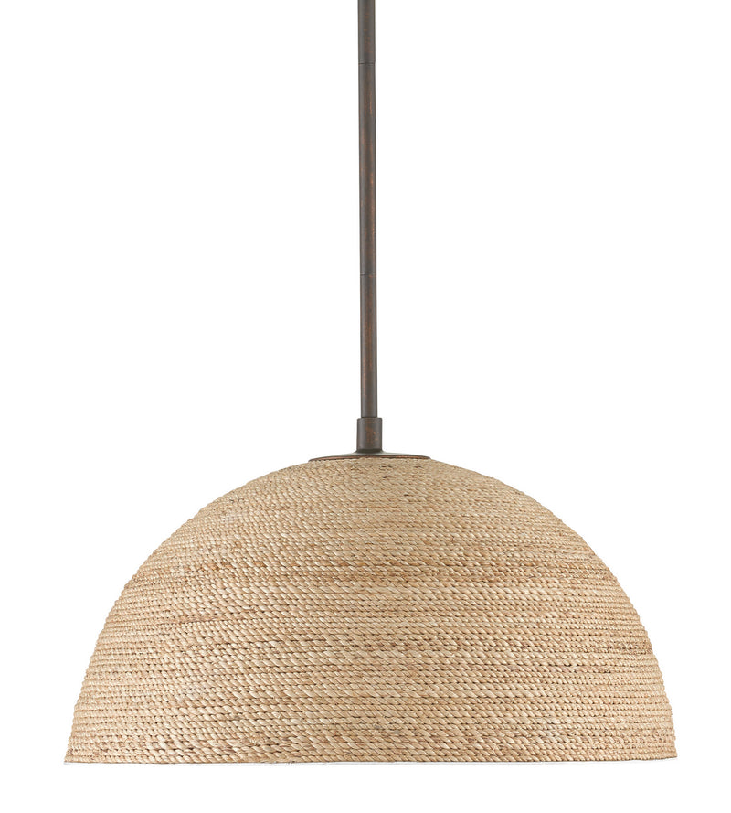 Currey and Company 9000-0790 One Light Pendant, Bronze Gold/Sugar White/Abaca Rope Finish - LightingWellCo