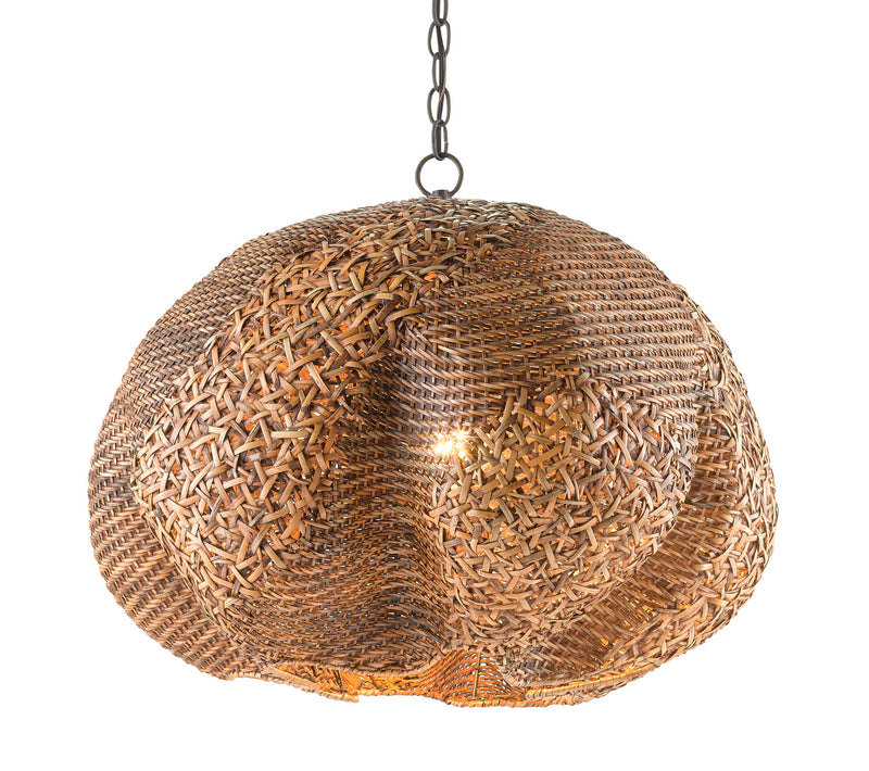 Currey and Company 9000-0791 One Light Pendant, Carafe Brown/Wicker Brown Finish - LightingWellCo