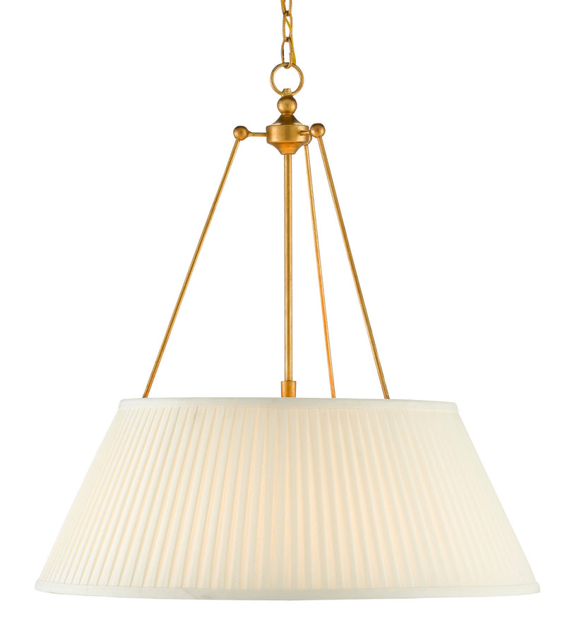 Currey and Company 9000-0793 One Light Pendant, Antique Gold Leaf/White Finish - LightingWellCo