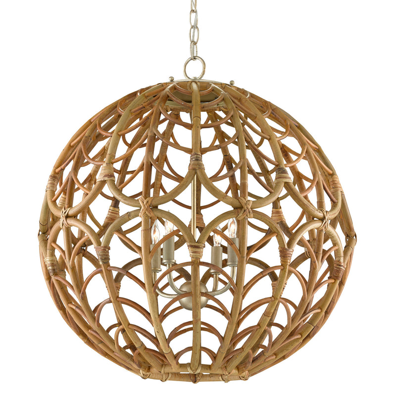 Currey and Company 9000-0802 Four Light Chandelier, Silver Leaf/Smokewood Finish - LightingWellCo