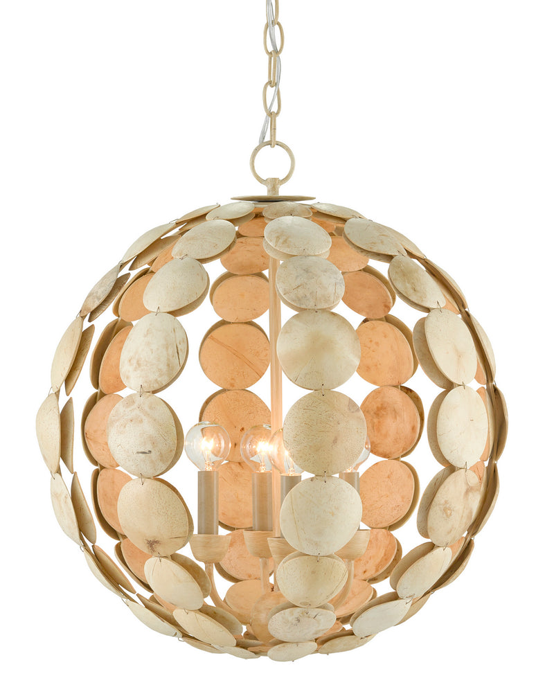 Currey and Company 9000-0806 Four Light Chandelier, Coco Cream Finish - LightingWellCo