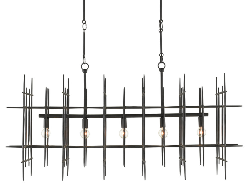 Currey and Company 9000-0809 Five Light Chandelier, Blacksmith Finish - LightingWellCo