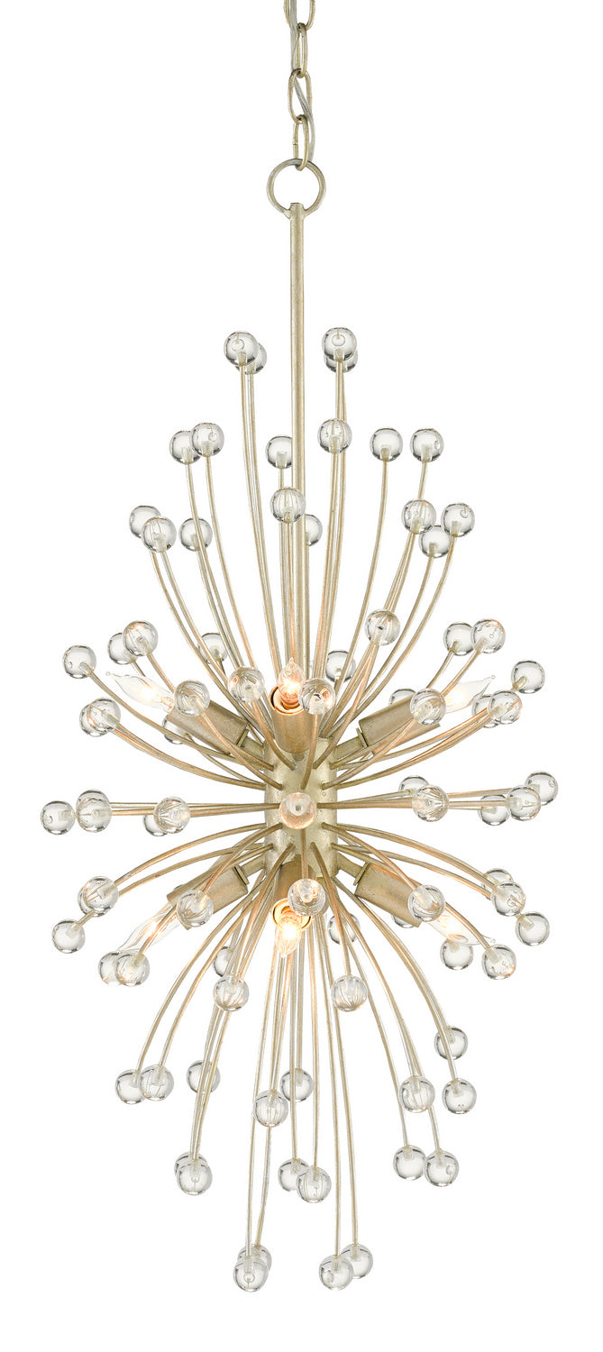 Currey and Company 9000-0814 Eight Light Chandelier, Contemporary Silver Leaf Finish - LightingWellCo