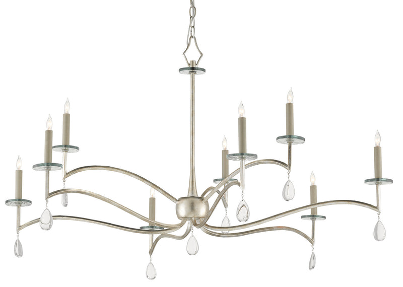 Currey and Company 9000-0815 Nine Light Chandelier, Silver Granello/Smokewood Finish - LightingWellCo