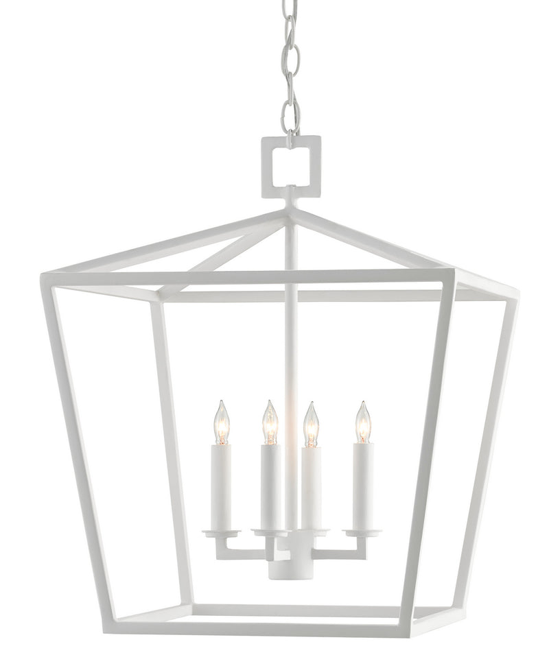 Currey and Company 9000-0824 Four Light Lantern, Gesso White Finish - LightingWellCo