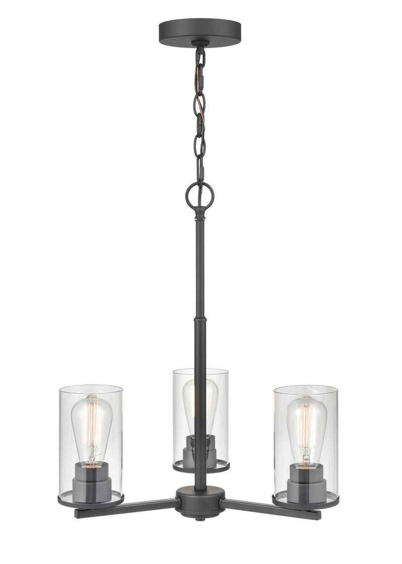 Millennium 2713-MB Three Light Chandelier, Matte Black Finish at LightingWellCo