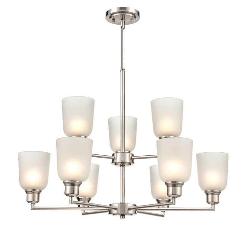 Millennium 2819-BN Nine Light Chandelier, Brushed Nickel Finish at LightingWellCo