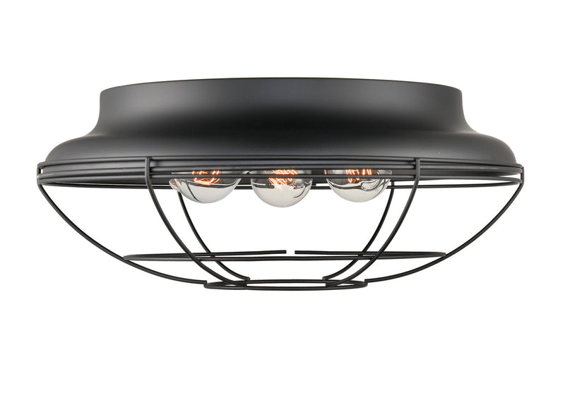 Millennium 5387-MB Three Light Outdoor Flush Mount, Matte Black Finish at LightingWellCo