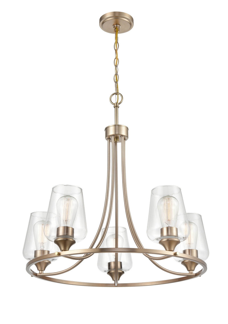 Millennium 9725-MG Five Light Chandelier, Modern Gold Finish at LightingWellCo