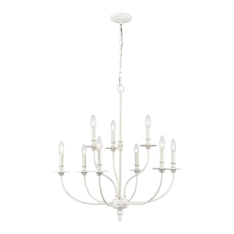 ELK Home 28903/6+3 Nine Light Chandelier, Farmhouse White Finish - At LightingWellCo