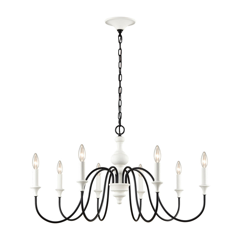 ELK Home 33468/8 Eight Light Chandelier, White Coral, Black Finish - At LightingWellCo