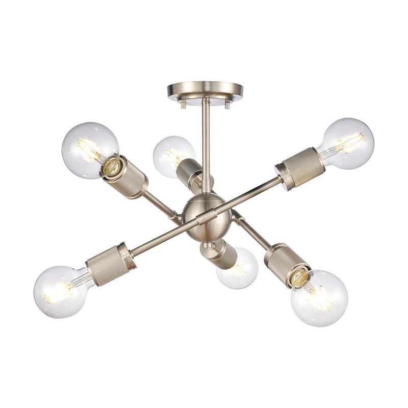 ELK Home 47666/6 Six Light Semi Flush Mount, Satin Nickel Finish - At LightingWellCo