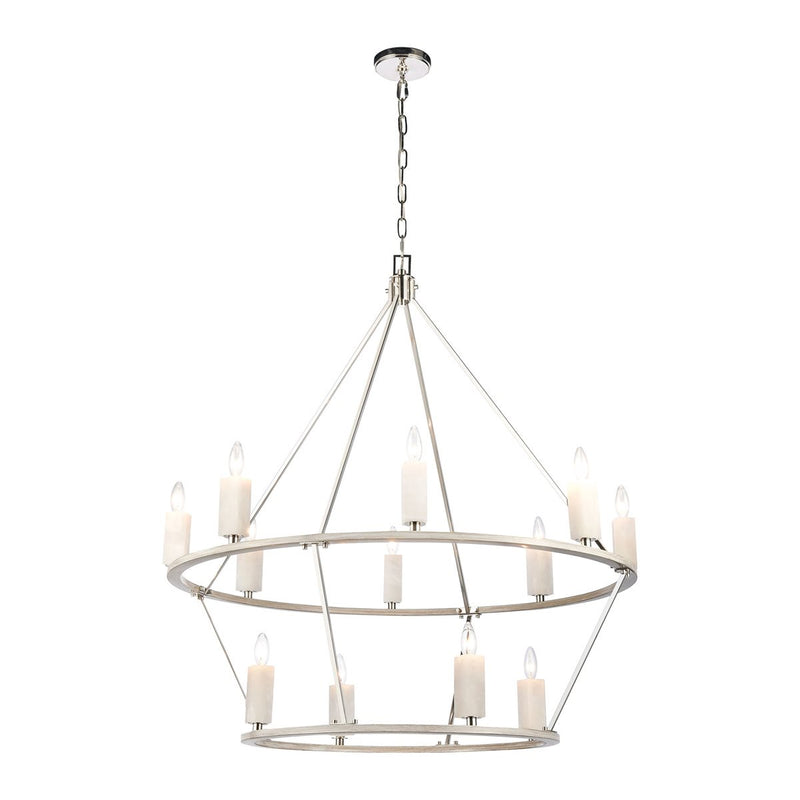 ELK Home 69450/8+4 12 Light Chandelier, Polished Nickel Finish-LightingWellCo