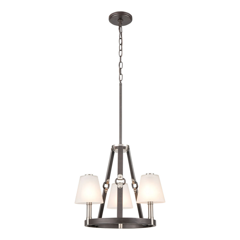 ELK Home 83445/3 Three Light Chandelier, Espresso Brown, Satin Nickel Finish - At LightingWellCo