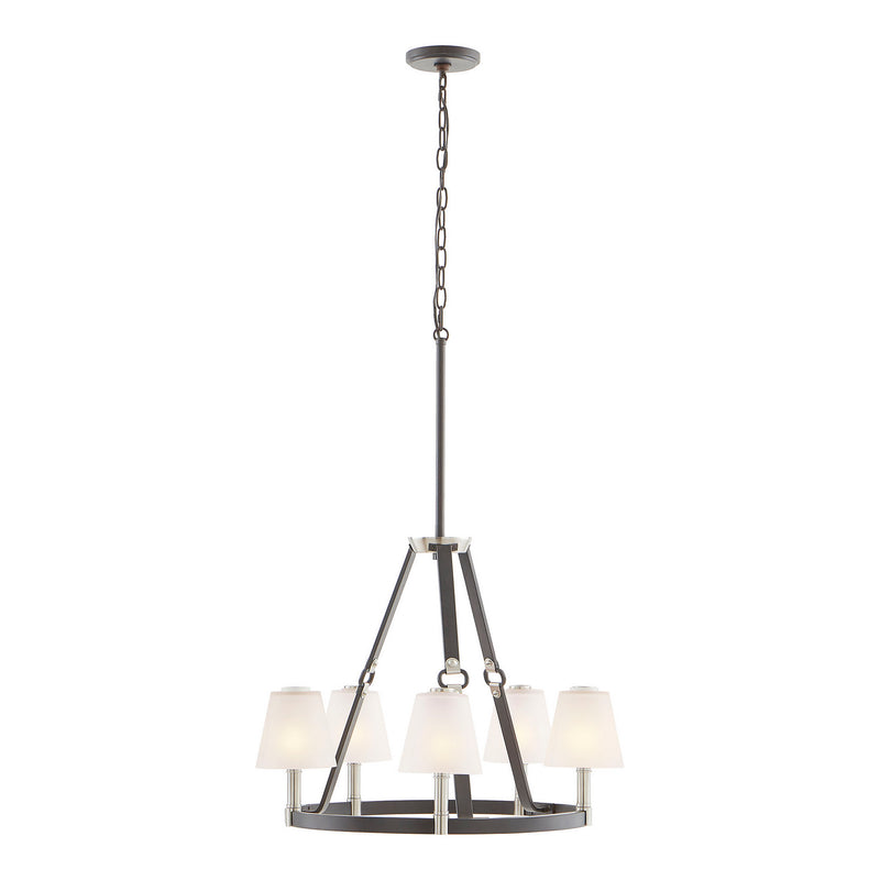 ELK Home 83448/5 Five Light Chandelier, Espresso Brown, Satin Nickel Finish - At LightingWellCo