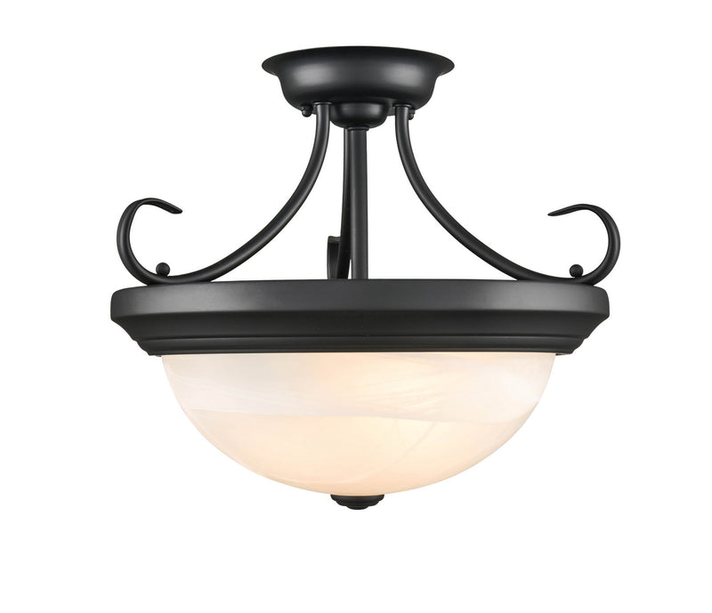 Millennium 4773-MB Two Light Semi-Flush Mount, Matte Black Finish at LightingWellCo