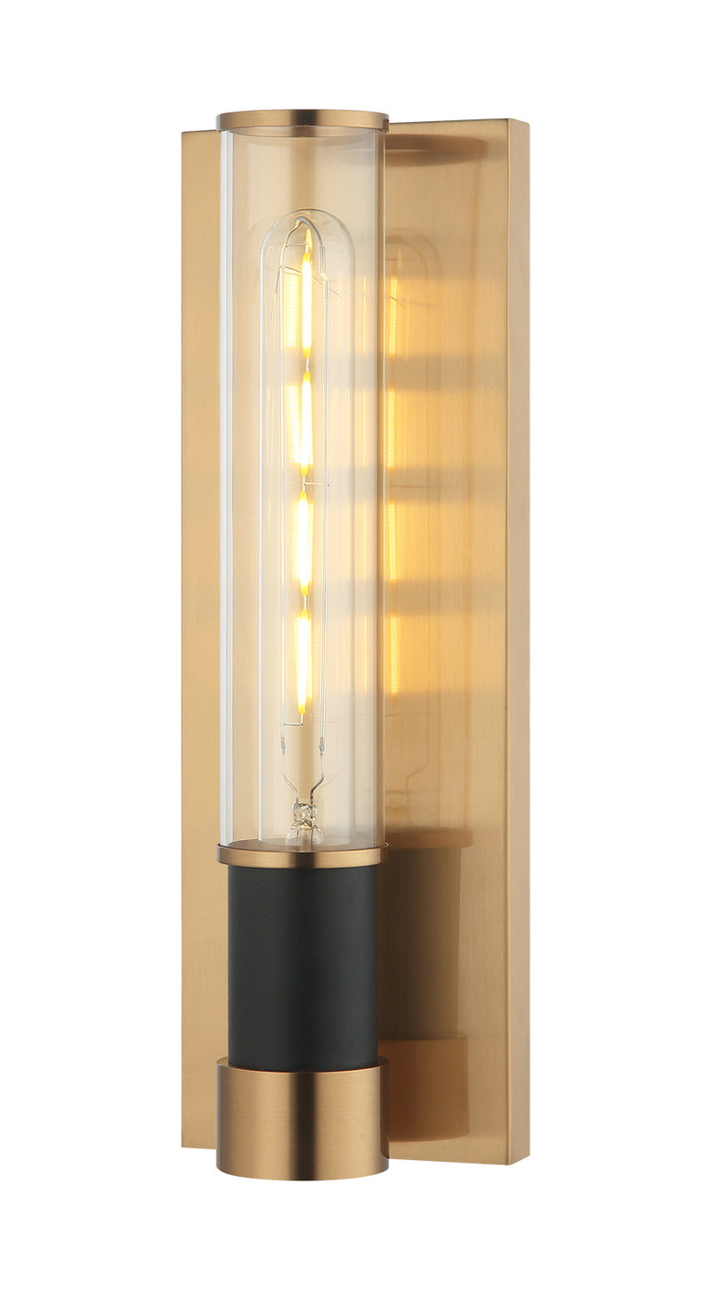 Matteo Lighting W61201MBAG Wall Sconce, Matte Black / Aged Gold Brass Finish - LightingWellCo